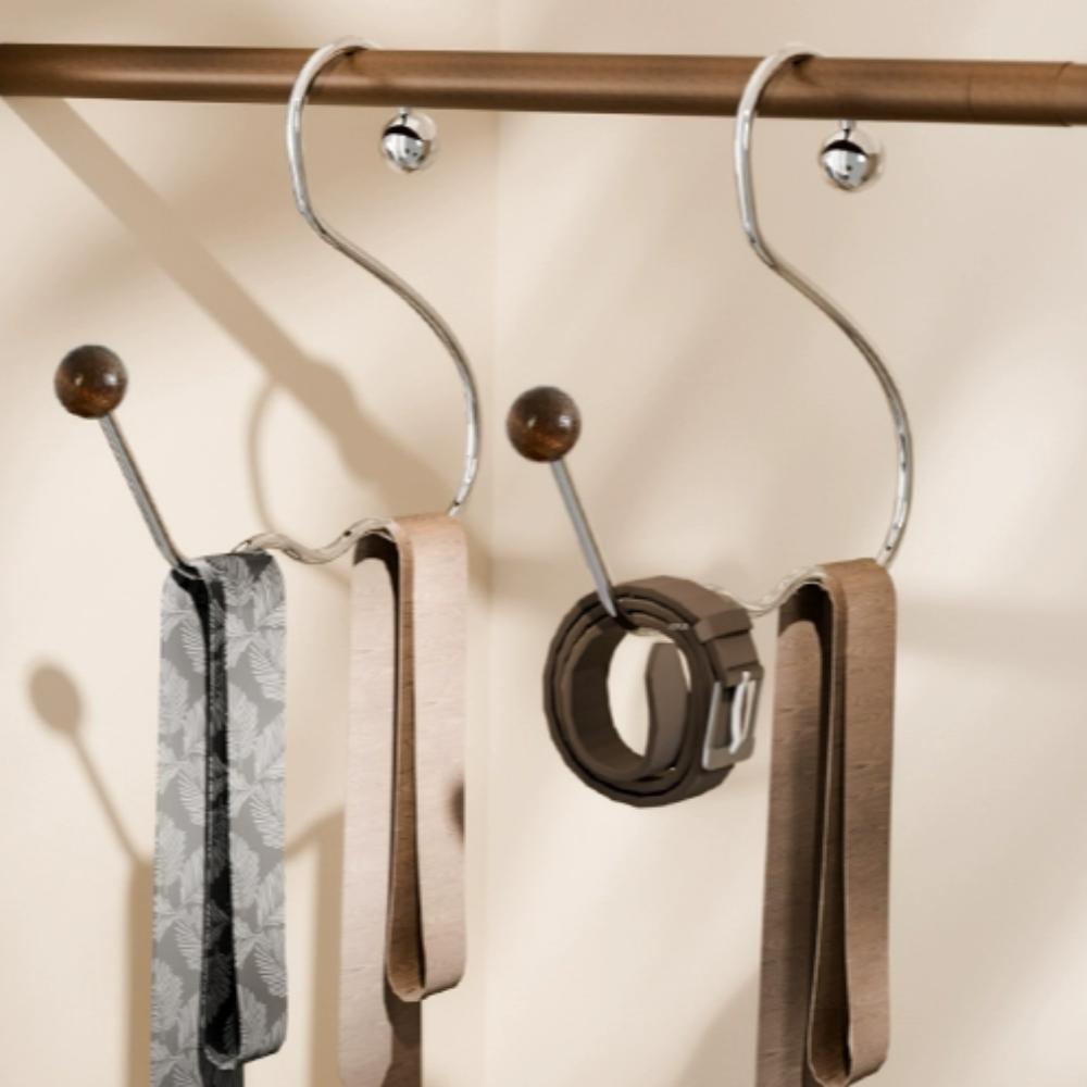 2Pcs Closet Rod Hooks Circle Ring Hat Hanger Scarf Towel Tie Storage Holder  Dresser