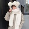 Bear Hat Women's Winter Warm Three-piece Scarf Versatile Winter Plush Ears Cute Hooded Scarf Integrated