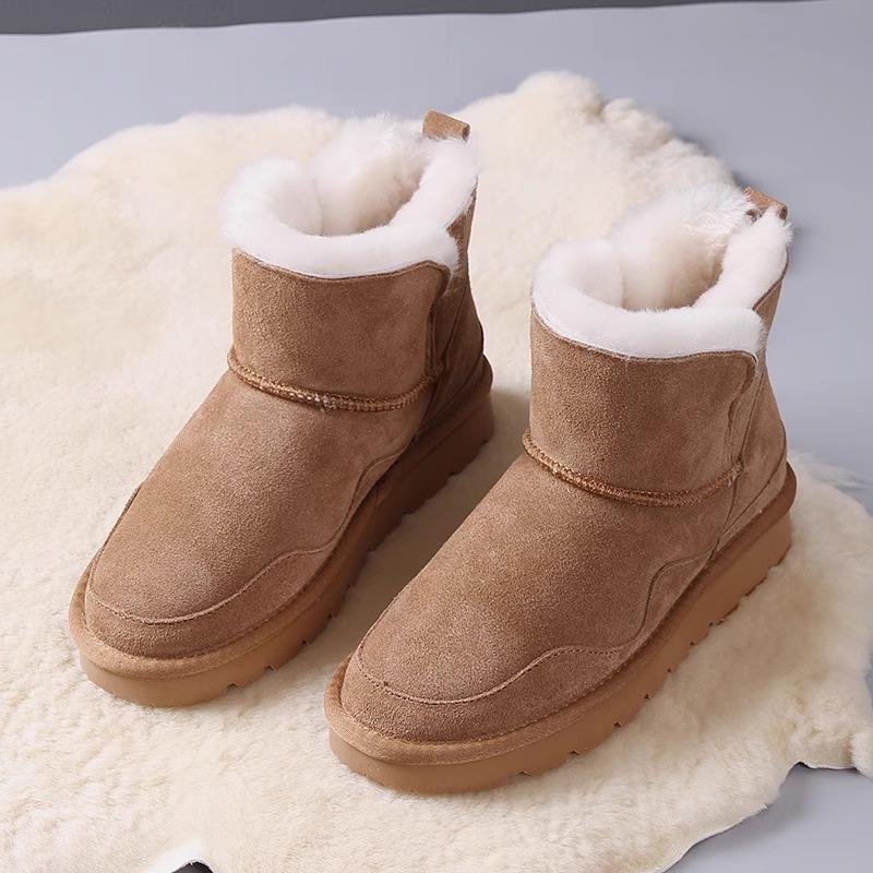 Women's Winter Platform Snow Boots Warm Faux Suede Ankle Booties Shoes With Faux Fur Lining Comfortable Fuzzy Anti-Slip Walking Short Boots for Women