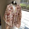 Old Qian Feng Cashew Nut Silk Scarf Women'S Spring, Autumn Winter Collocation Baotou Neck Protector Hanging Beard Ethnic Style Scarf Cardigan Shawl