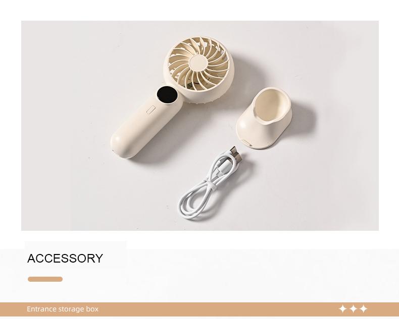 Quiet Foldable USB Rechargeable Portable Cooling Handheld Fan with 1200mAh Brushless Motor English for Outdoor & Car Use