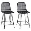 Bar Stools 2 Pcs Black 44 X 54 X 96 Cm Rattan and Steel