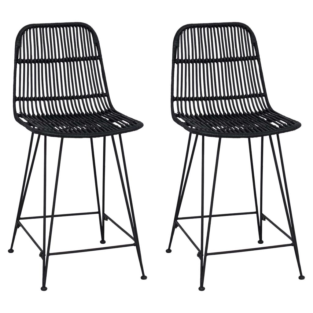 Bar Stools 2 Pcs Black 44 X 54 X 96 Cm Rattan and Steel