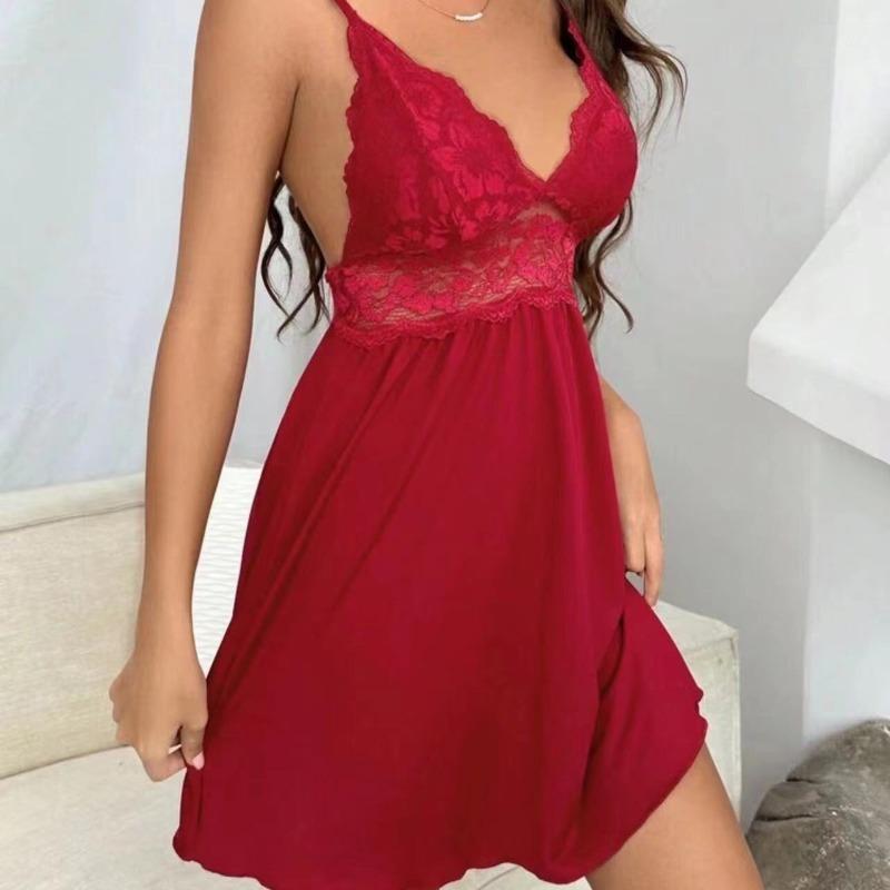 Modal Cotton Night Dress Sexy Negligee Sleeveless Halter Women's Pajamas Lace Up Plus Size Lingerie Sleepwear