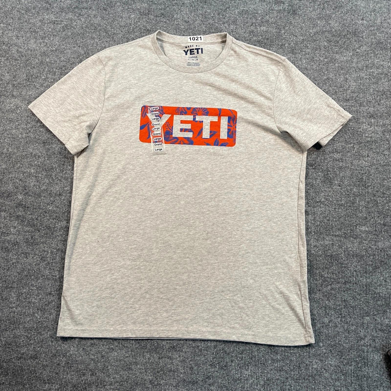 

NWT YETI Cooler Shirt Large 22x28 Gray Spellout Logo 2XL