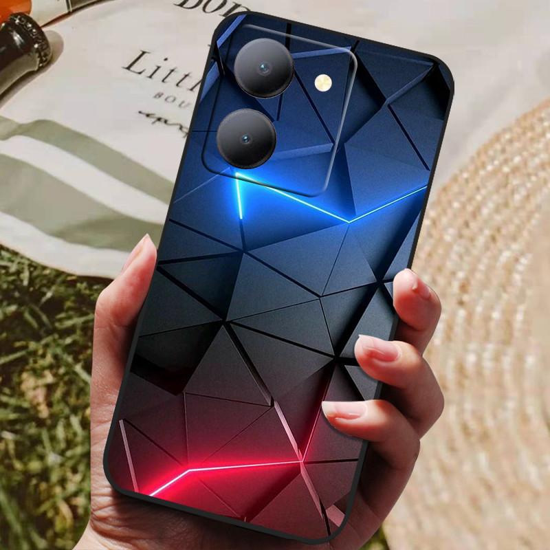Para Capa Vivo Y36 5G Capa Preta À Prova de Choque Silicone Macio Capas Traseiras Para Vivo Y36 4G V2247 Capa de Telefone Y 36 5G Capa Leão Lobo
