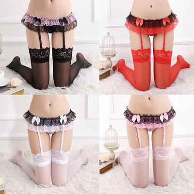 Sexy encaje liguero lencería media tanga ropa interior