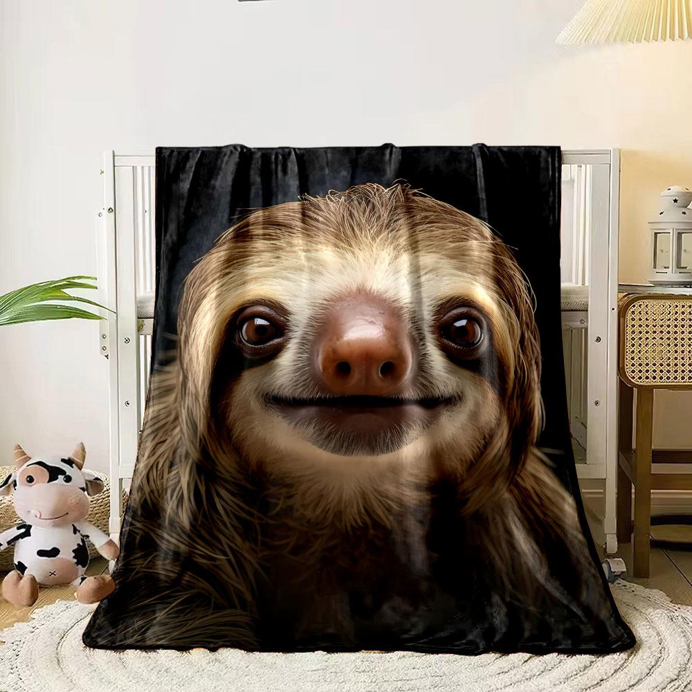 Smiling Sloth Print Blanket bedroom Blanket for Livingroom Couch lunch break Soft throw for Friend's festival Gift