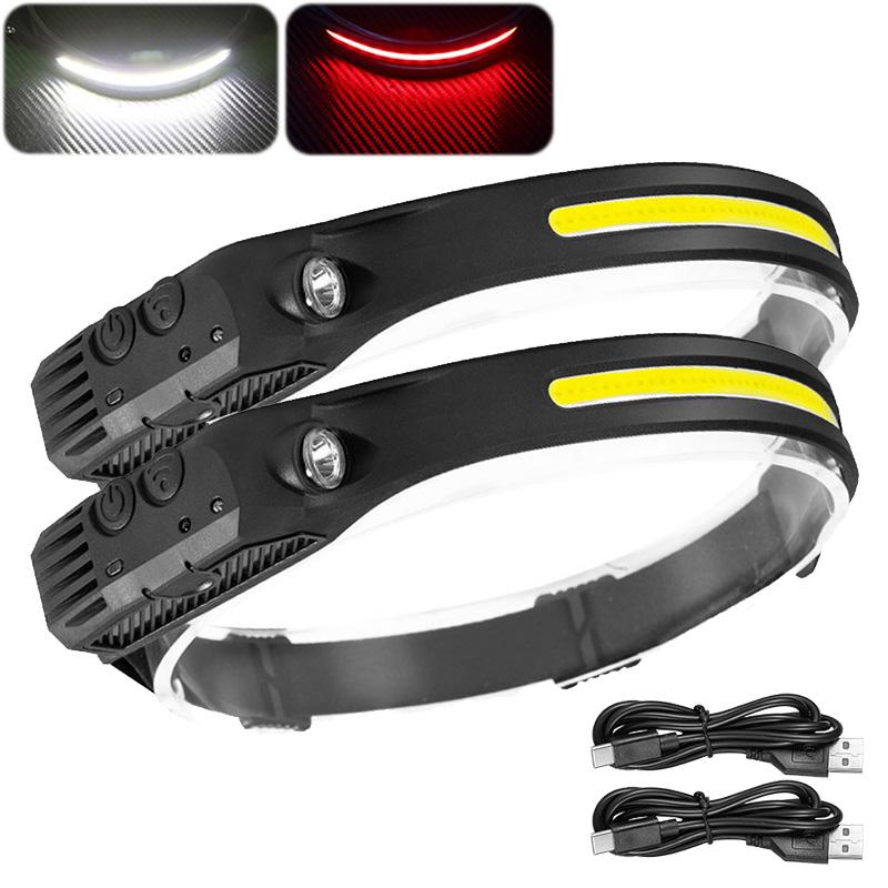 Powerful COB LED Induction Headlamp Built-in Battery USB Rechargeable Head Flashlight Outdoor Camping Fishing Riding Headlight
