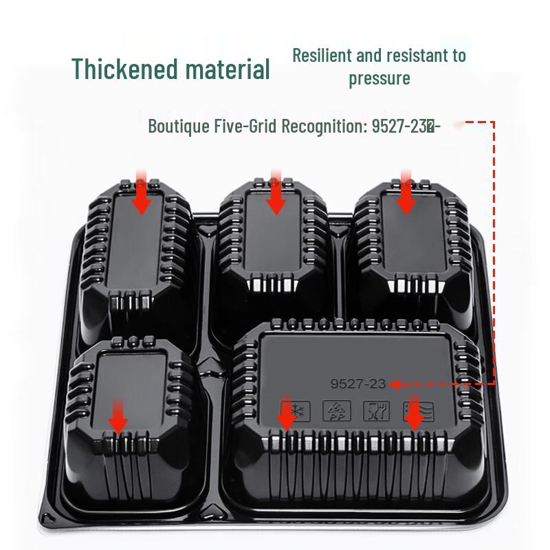 Disposable 5-Compartment Takeout Lunch Boxes