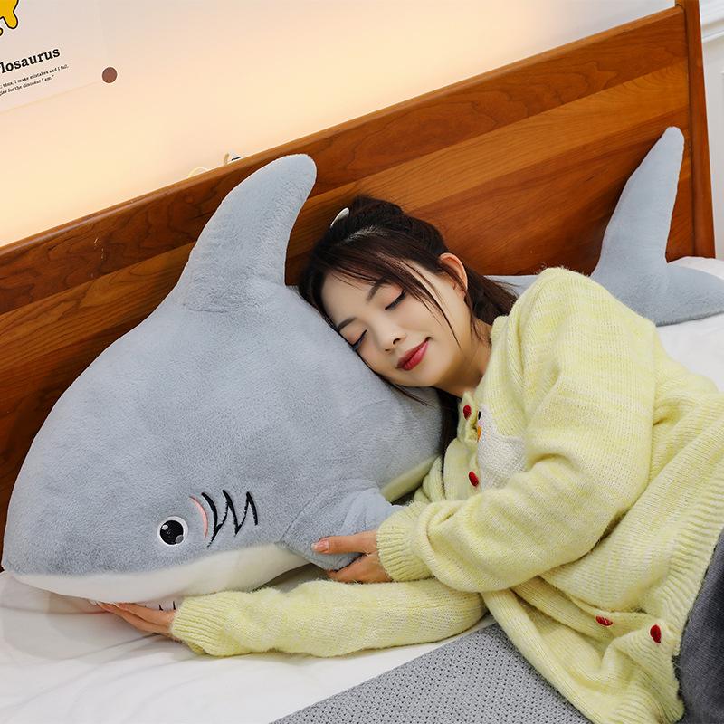 New Shark Throw Pillow Big Shark Doll Ocean Plush Toy Sleeping Doll Gift