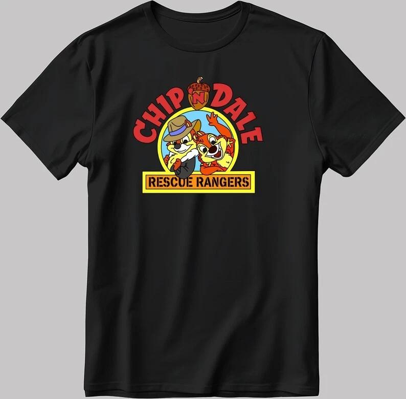Chip And Dale Rescue Cute Black T Shirt S
