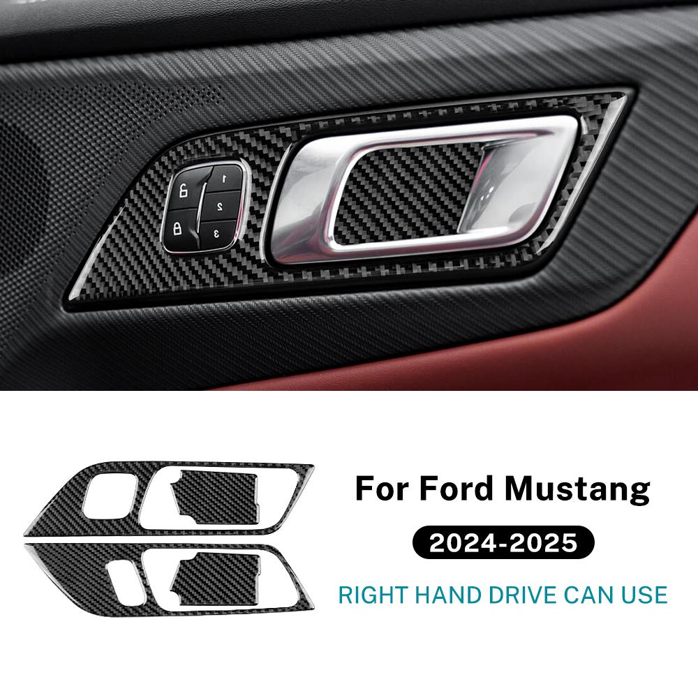 Echter Weicher Kohlefaser-Aufkleber für Ford Mustang GT Dark Horse EcoBoost 2025 2025 2026 LHD RHD Innenrahmen der Autotürgriffe