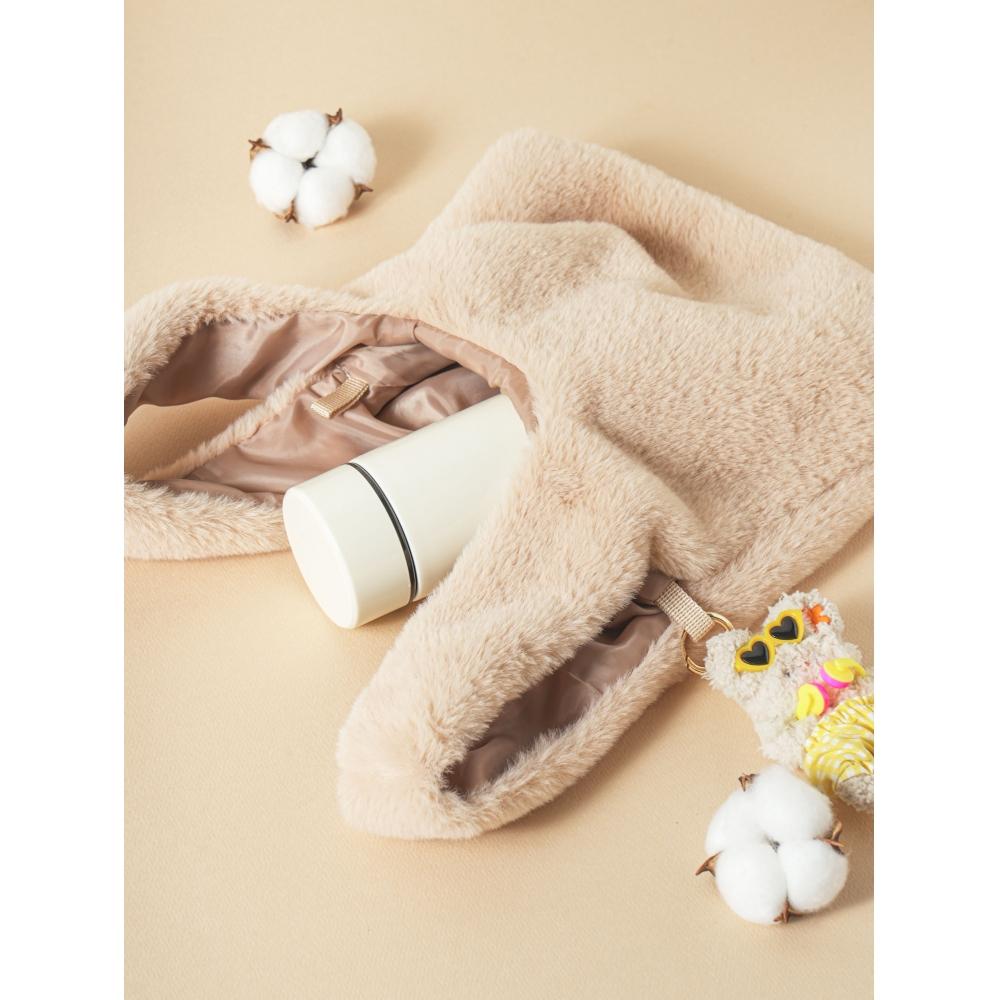 Daiso Bordle Fourrure Cabas Carré Marron