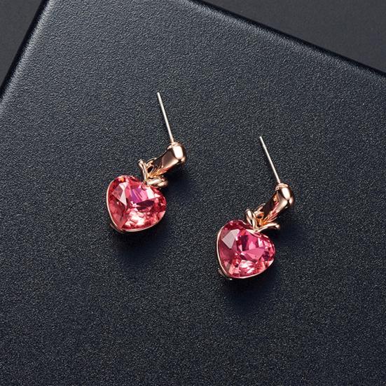 Herzförmiges Strass-Anhänger-Halsketten-Ohrstecker-Ohrring-Frauen-Schmuckset