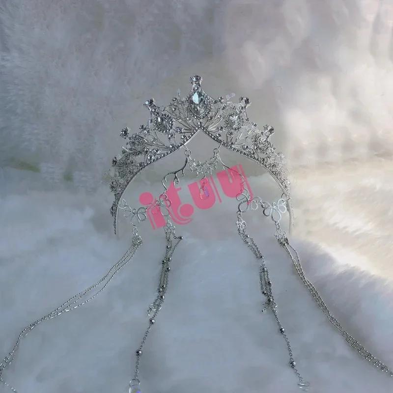 

Handmade KC Silver Halo Crown Headdress Lolita Madonna Aperture Crown Headpiece Bead Chain Hair Hoop Tiara Hair Accessories