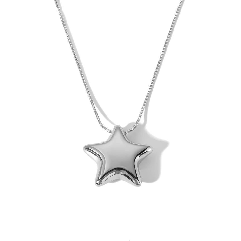 

Non Fading Star Necklace Hanging Collarbone Chain Unique Gold Pendant Women s Jewelry Gift серебряный