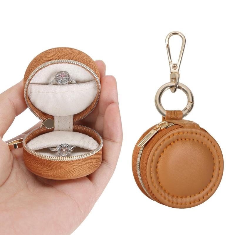 Miniature Jewelry Storage Box With Detachable Keychain Elastic Bands For Rings Earrings Gym Travel Essential