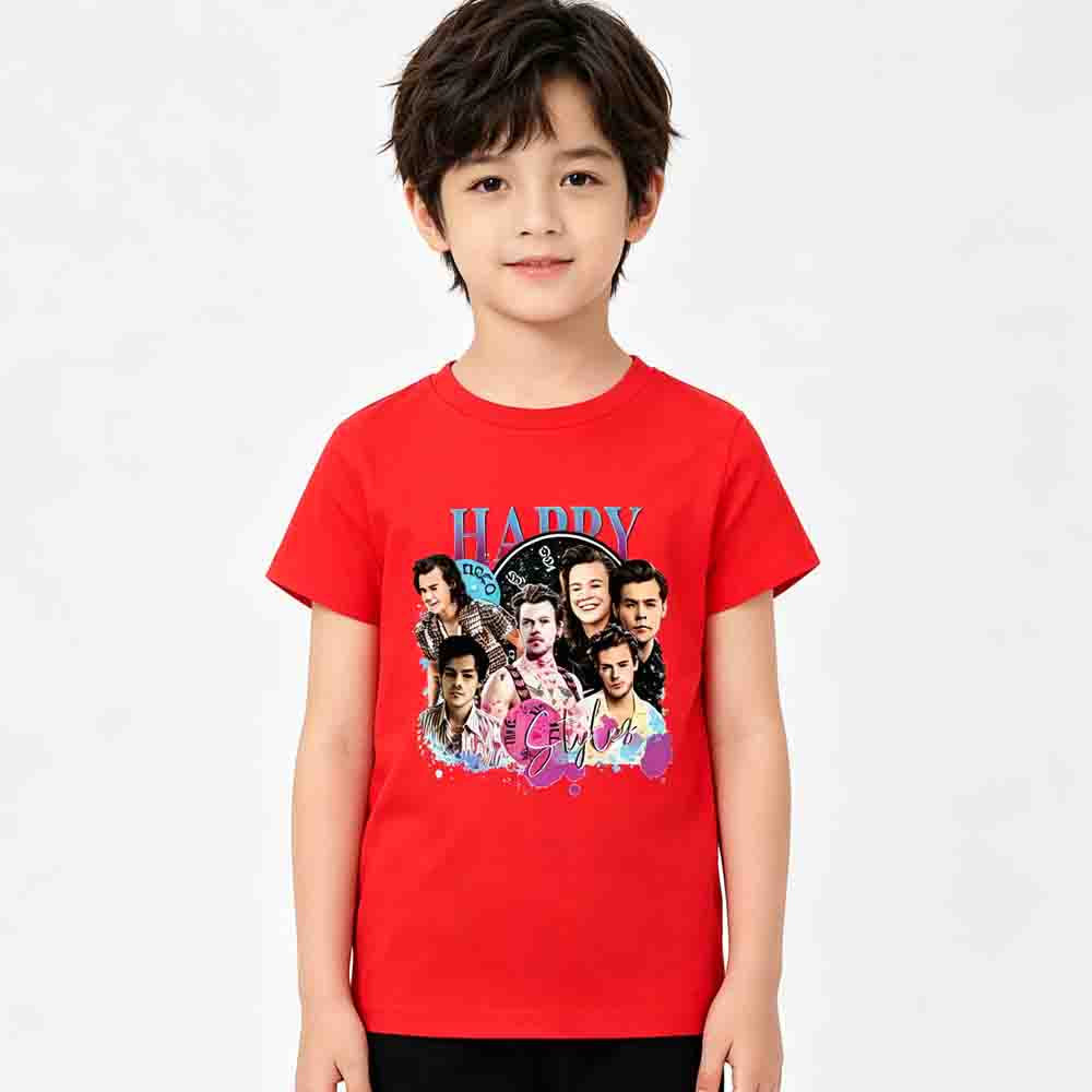 Maglietta Unisex in Cotone 100% Bambini Harry Styles Kiss All The Time Album Estate 2026 Girocollo Ragazzi Ragazze Hip Hop Manica Corta T-shirt Regalo per Fan