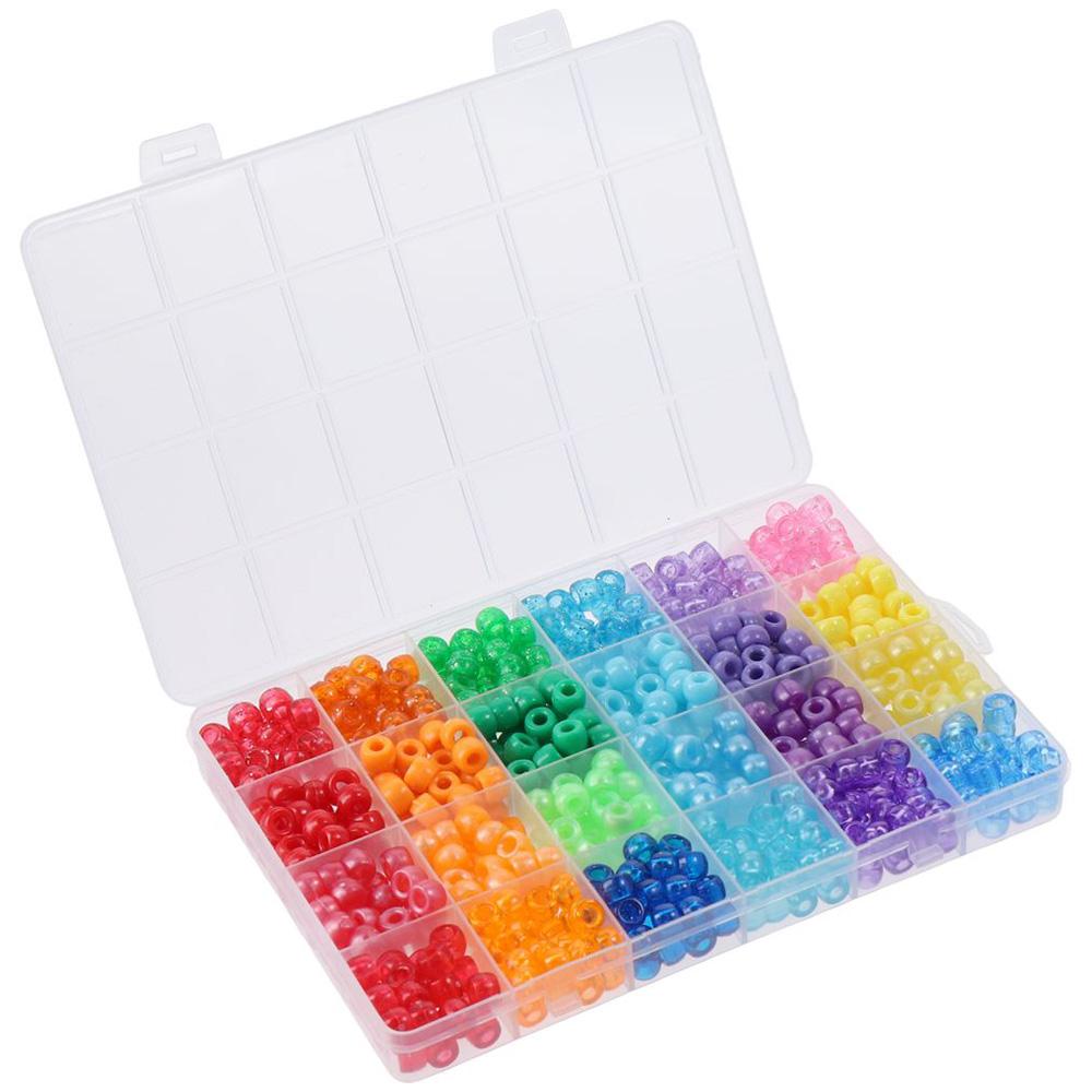 

720 PCS Plastic Kandi Beads Bracelet Making Kit 6*9mm Pony Beads Hair Beads Bracelets