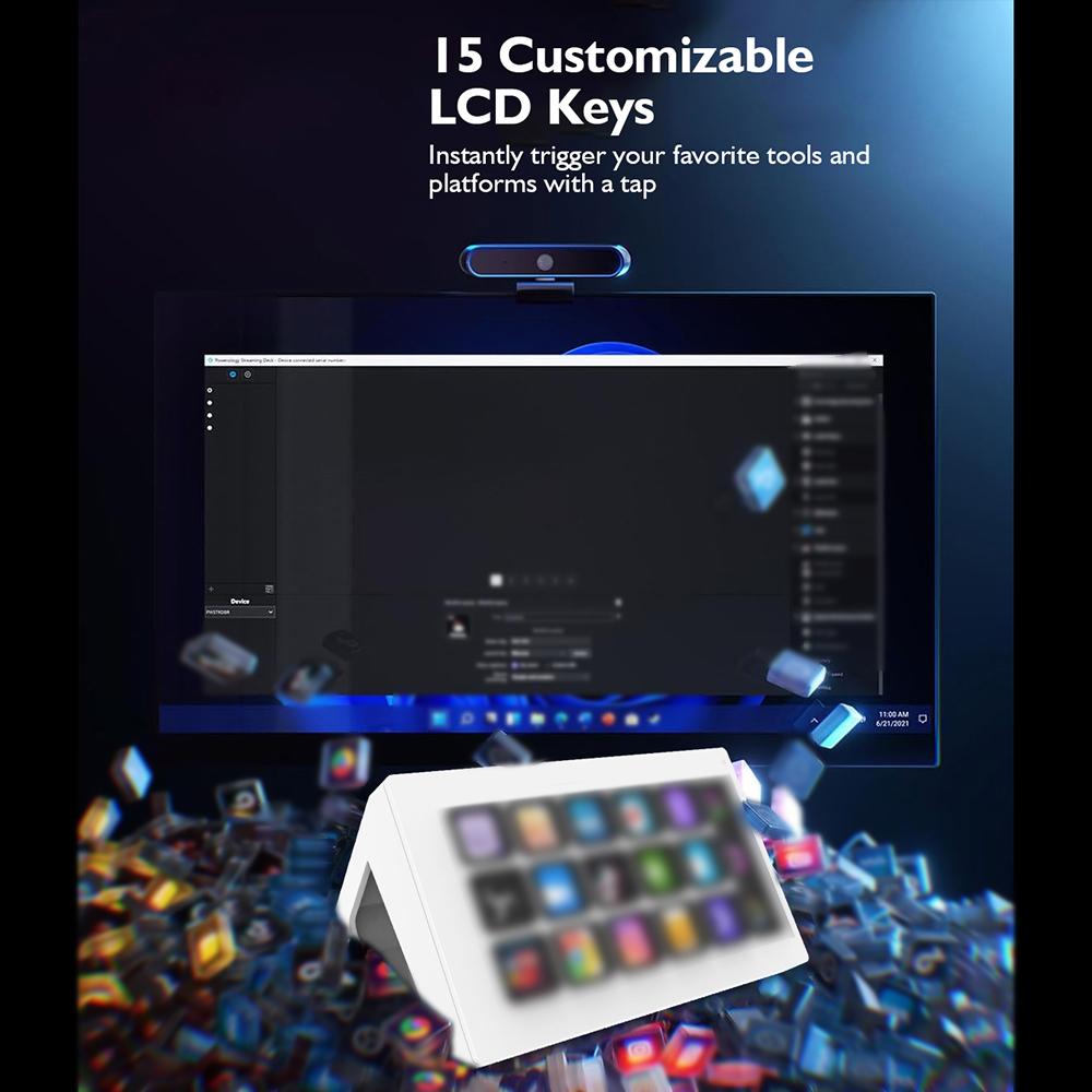 All-in-One   Studio Controller, with 15  ro Keys, for OBS Twitch  , Compatible with PC &   Custom Console, for Photo Video Editing