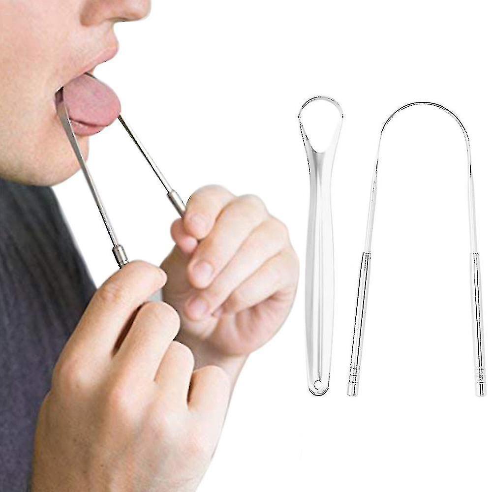 3pcs Stainless Steel Iron Box Tongue Scraper Brush Cleaning Scraper Oral Care Tongue Cleaner Tools