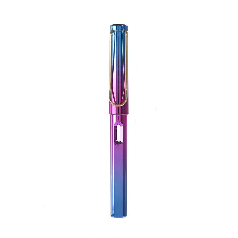 Refillable Ergonomic Fountain Pen for Students - Transparent Colored Plastic Design