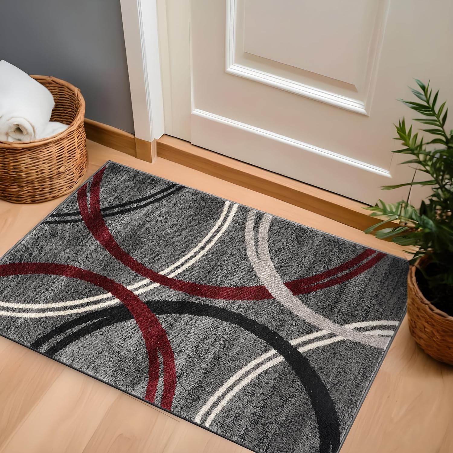 Modern Wave Circle Pattern Carpet Living Room Entrance Door Mat Retro Bohemian Style Anti Slip Rug Home Decoration Carpet 30X50CM