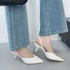 Fashion Fashion Pointed Toe Women Thin Heels Sandals Shoes Shallow Ladies Heeled Sandals Slides Female Mules Pumps Big Size 43