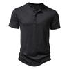 2025 Summer Men Short Sleeve T Shirt Men Fashion Henley Collar White Tshirt Mens Casual Slim Tops Tees Solid Color T-Shirt Man