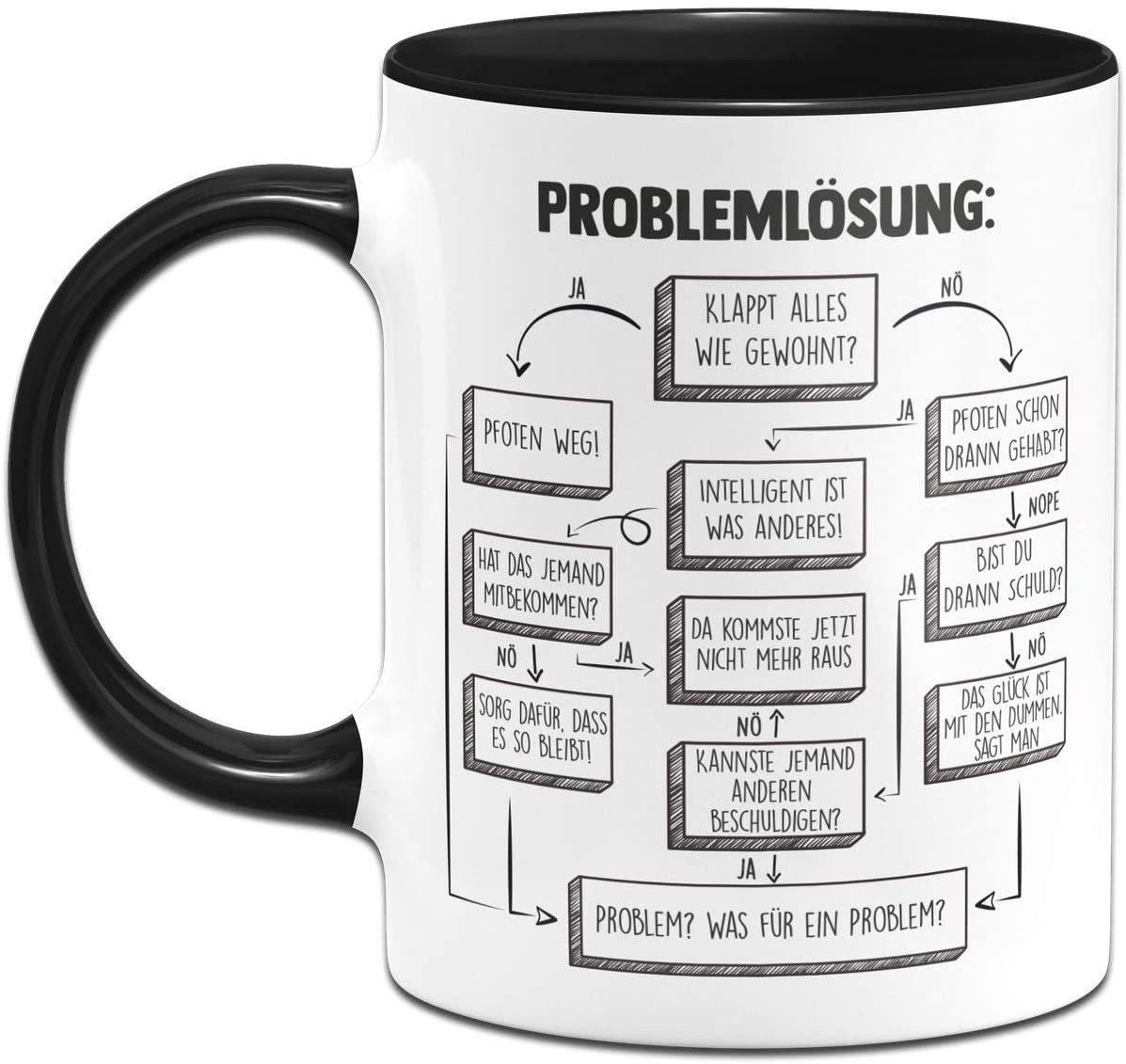 

German Ceramic Coffee Mark Cup Tasse Mit Spruch Problemlösung 301-400ml