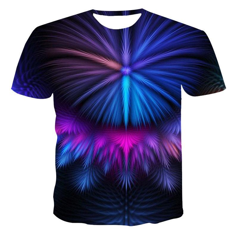 Summer Digital Printed 3D T-shirt with Round Neck Print for Men Shirt