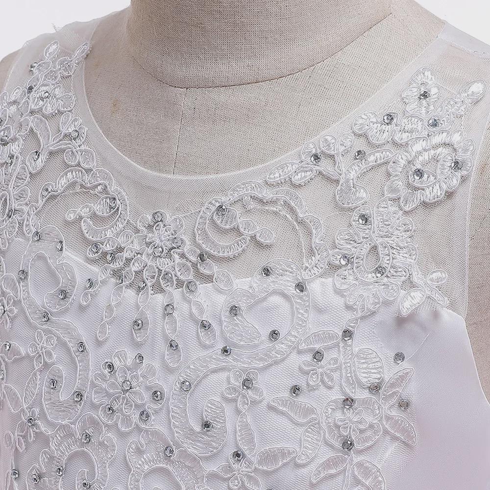 2024 Embroidered Princess Wedding Dress for Girls with Bow Tail