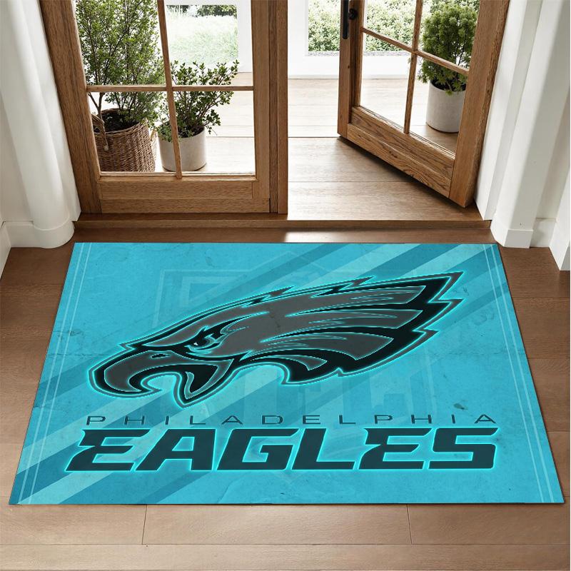 Philadelphia Eagles Design Crystal Velvet Rug Soft Decorative Mat for Bedroom Entrance