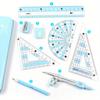 8pcs/Set Ruler Compass Pencil Set Geometry Maths Drawing Stationery Mathematical for Boys Girls Gift Office Stationery Supplies