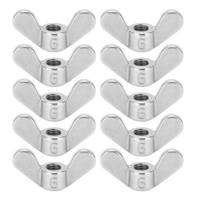 10Pcs Wing Nuts 304 Stainless Steel M6 Butterfly Fastener Parts Assorted Kits for Machinery