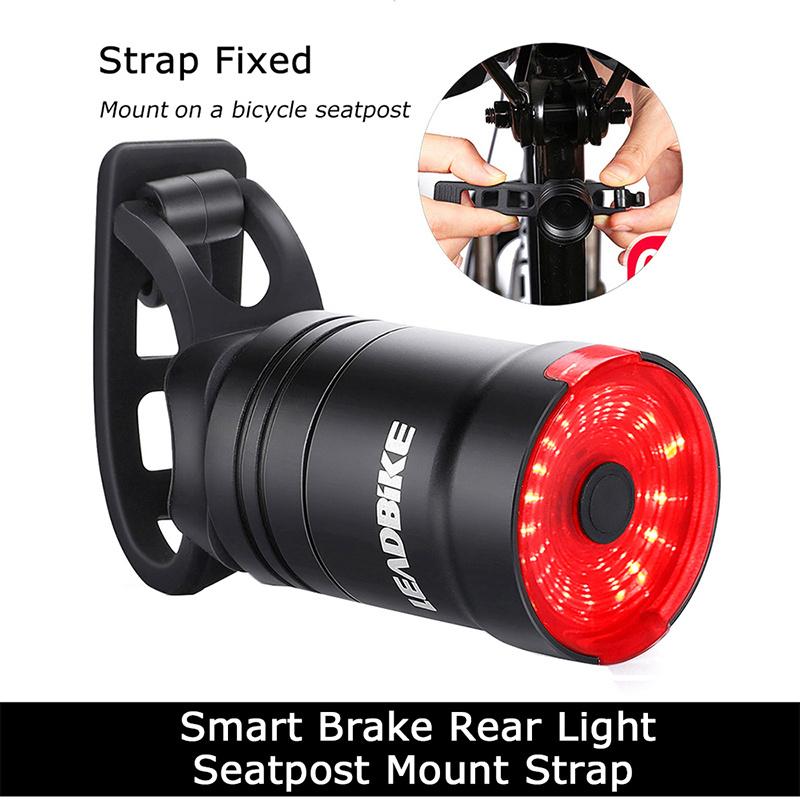 Waterproof LED Bike Tail Light with Smart Brake Sensing - 6 Modes, USB