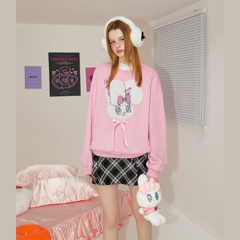 UNIFREE Essley Rabbit Applique Loose Crewneck Sweatshirt