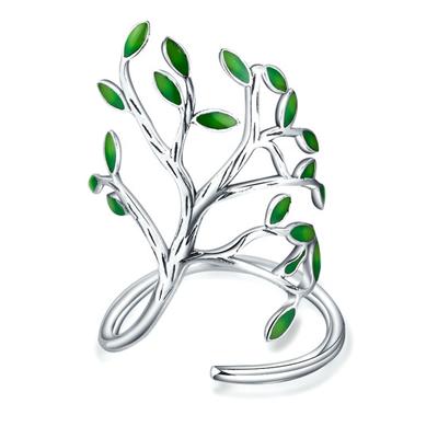 טבעת יוניסקס פתוחה מתכווננת נחושת ירוקה ענפים עלים טבעת תכשיטים אביזרים
