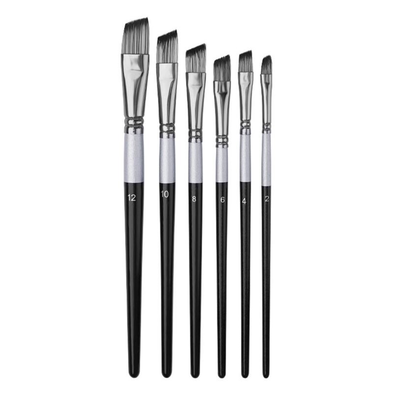 

6PCS Professional Artist Paintbrush Flat/Oblique/Round/Pointed Tip Paint Brush for Beginner Watercolor Gouache Painting