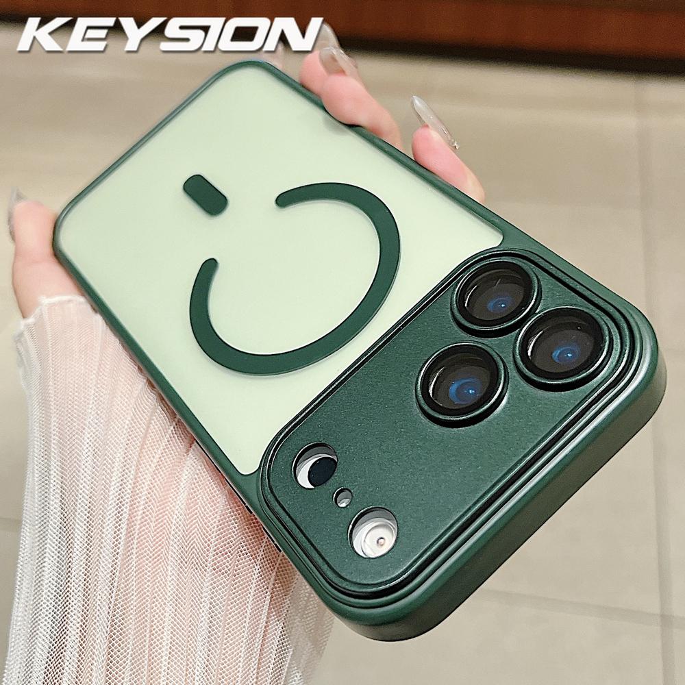 KEYSION Luxury Matte Translucent Magnetic Case for MagSafe for iPhone 17 Pro Max Wireless Charging Shockproof Armor Phone Cover
