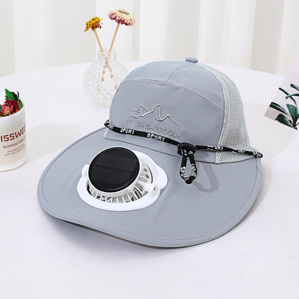 Mesh Wide Brim Fan Cap Breathable Solar Cooling Hat Practical Sun Hat with Solar Fan  Men/Women