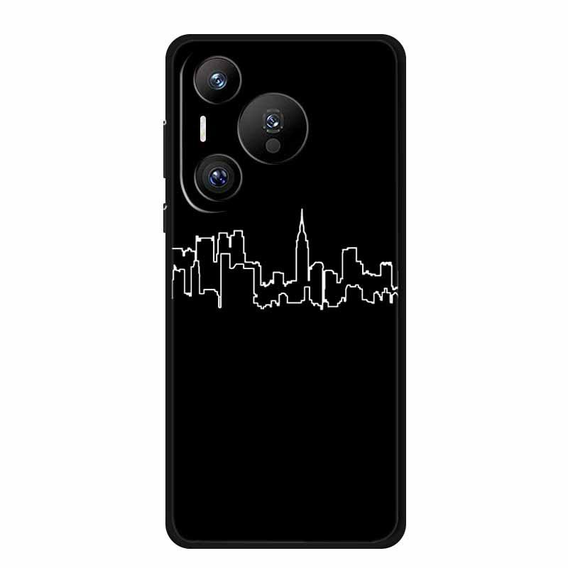 Compatible with Huawei Pura 70 Pro: Black TPU Soft Shell Phone Case with Simple Lines