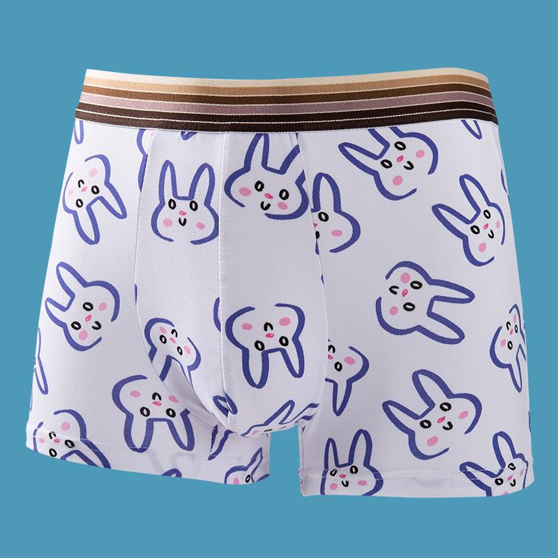 Men's Cartoon Summer Flat-Leg Antibacterial Briefs - Trendy Personality Four-Corner Shorts