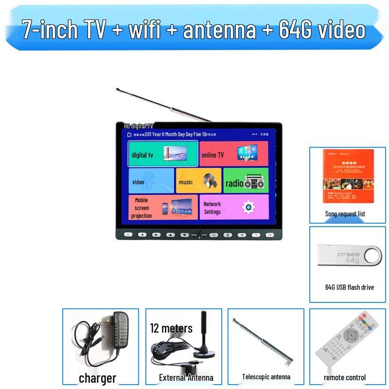 Compact Wireless Digital TV with WiFi and Terrestrial Signal for Seniors - Perfect for Watching Shows, Singing, and Square Dancing