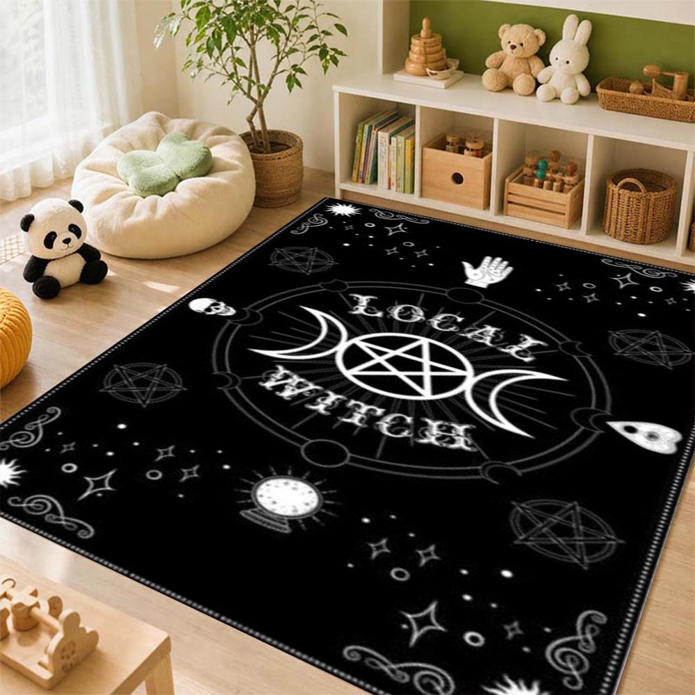 Dark Occult Pentagram Ritual Theme Indoor Rug Allseason Carpet For Bedroom Study Home Decor Halloween Gift