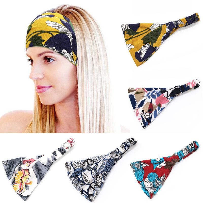 Factory Custom Boho Cotton Elastic Headband Women Summer Head Wrap Sports Yoga Headband Hair Bands Hair Accessories