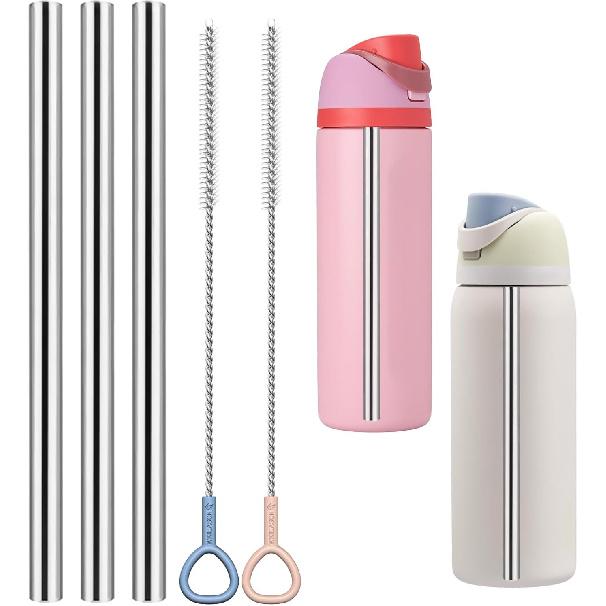 WK Ieason 6pcs Replacement Straws Reble Drinking Starws for Hydro Flask 32OZ, 18OZ and 64OZ, Plastic Straws with 2pc Cleaning Brushes Hydro Flask