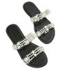 Foreign Trade Large Size Flat-bottomed Slippers Women's 2025 Summer New Round Head Pearl One-word Outer Wear Casual Beach Cool Slippers