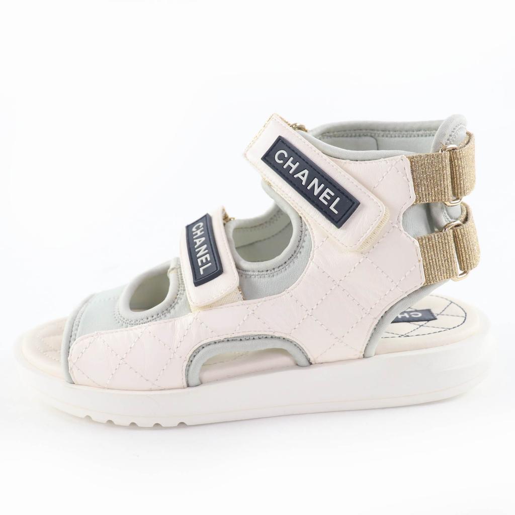 Very Good CHANEL COCO Mark Sport Sandals In Leather 37 21P G37231 Used